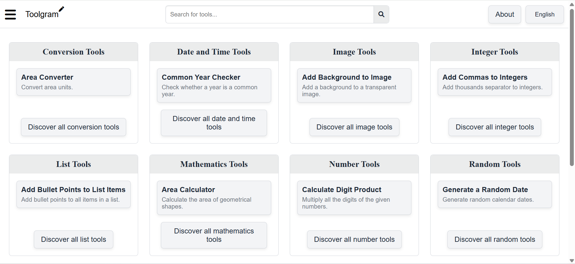 Toolgram: multilingual tools website